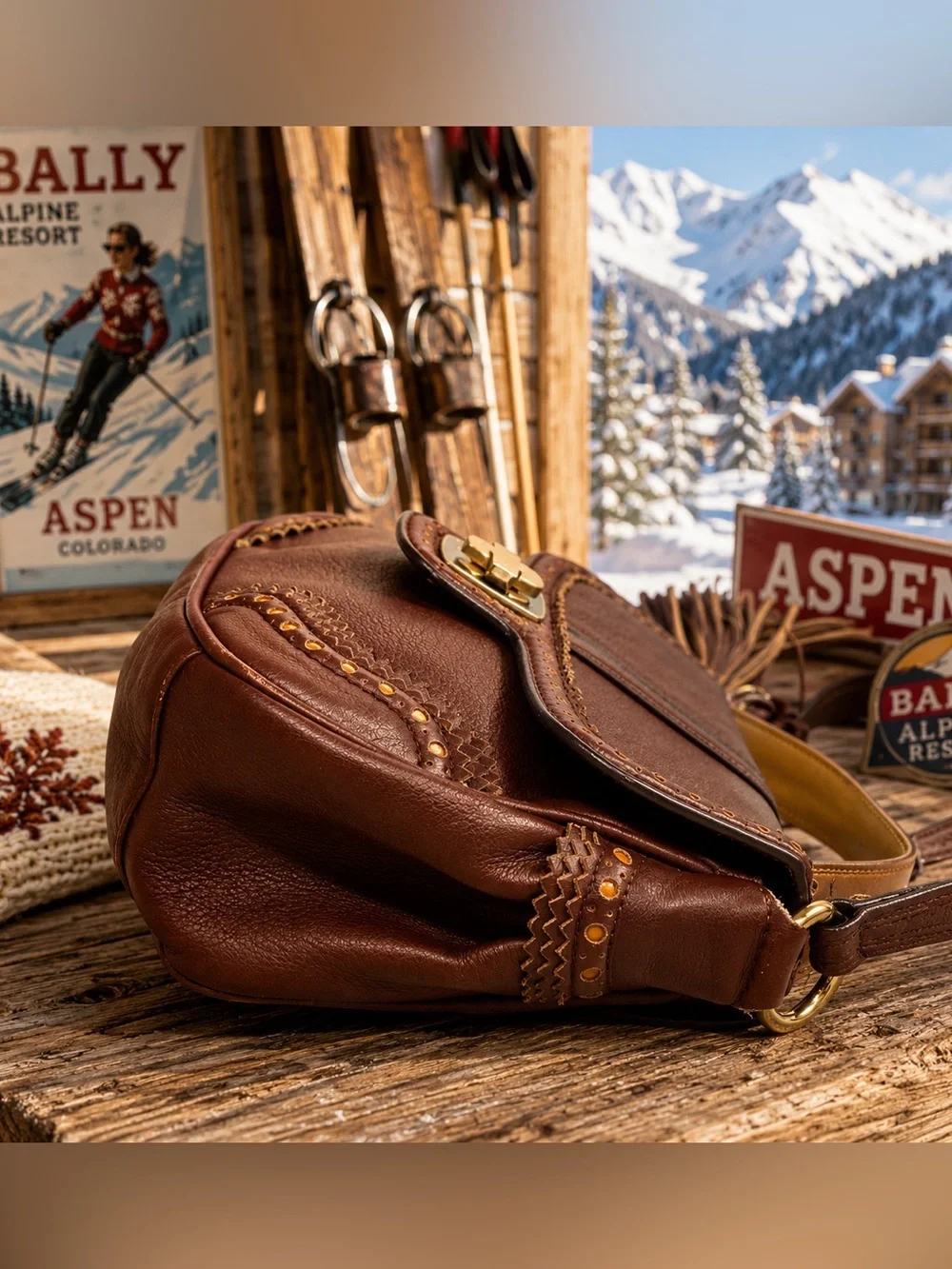 Bally Brown Leather Tassel 2-Way & Crossbody Turn Lock | Italian Leather | Rare